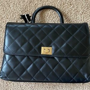 Quilted black leather bag